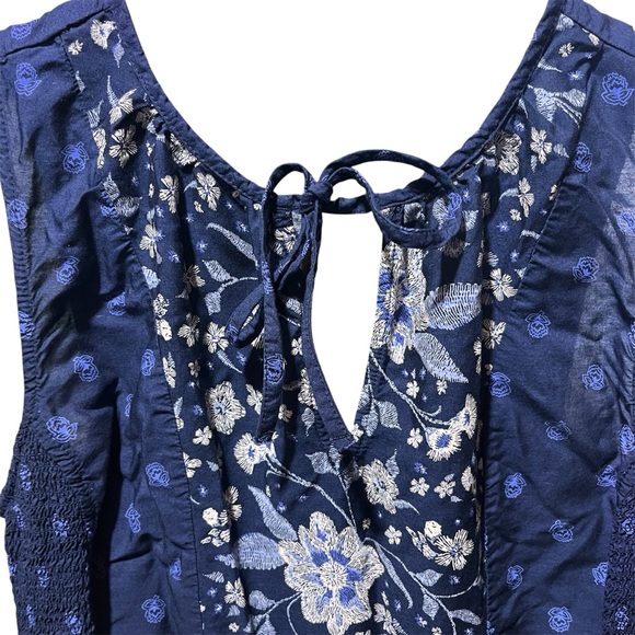 Old Navy Navy Blue Floral Maxi Dress Boho Festival Medium - Picture 3 of 14